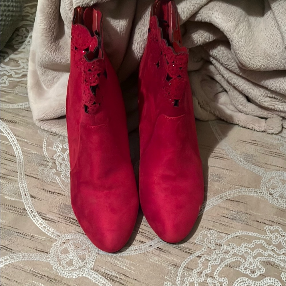Elegant Red Women's Ankle Boots